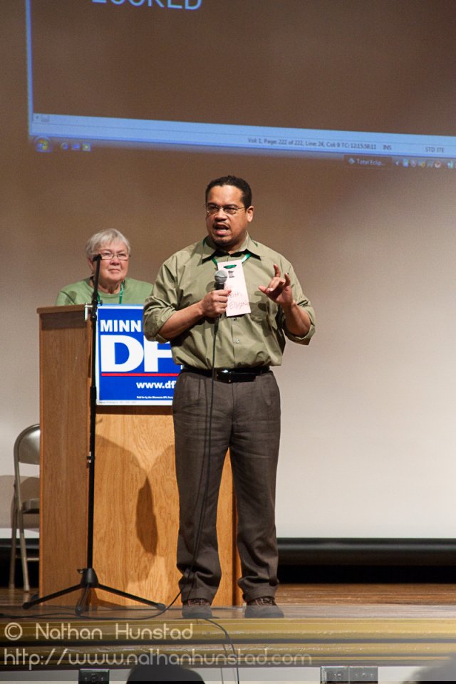 Congressman Keith Ellison talks at the SD59 convention